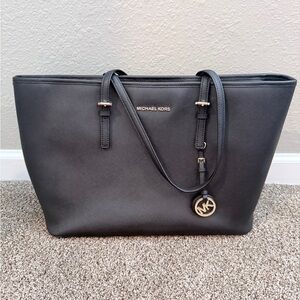 Michael Kors Black Tote with Gold Accents